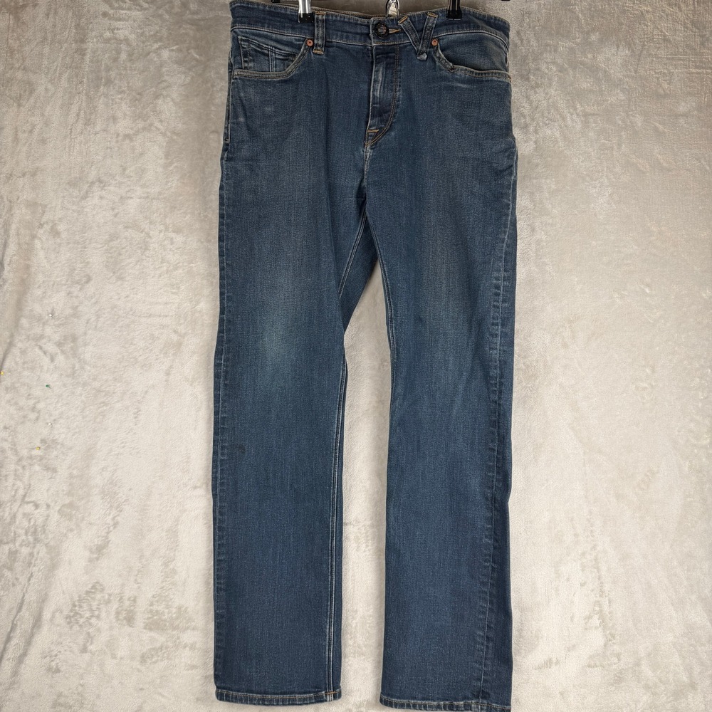Volcom Kinkade Regular Straight Leg Blue Denim Jeans Mens Size 32 x 31‎